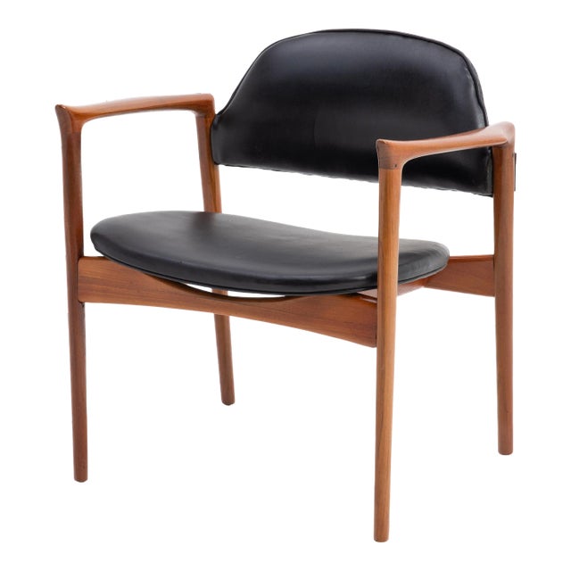 Ib Kofod Larsen Selig Denmark Danish Teak Armchair Floating Seat Restored For Sale