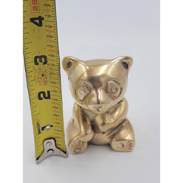 Metal Seated Mid 20th Century Solid Brass Panda Figurine For Sale - Image 7 of 12