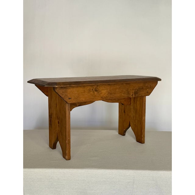 Antique American Wooden Footstool with Hand Forged Nail Detail. Great as little stool or plant stand