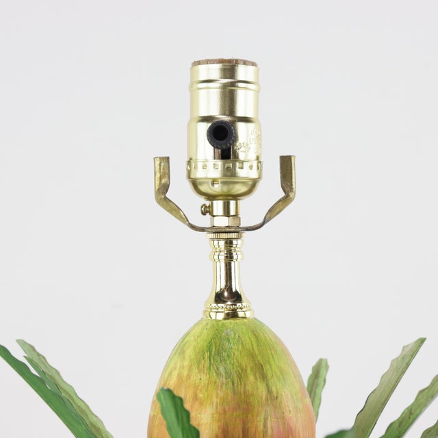 A Pair of Vintage Handmade Metal Pineapple Table Lamps With Flower Pots and Bases, For Sale In New York - Image 6 of 8