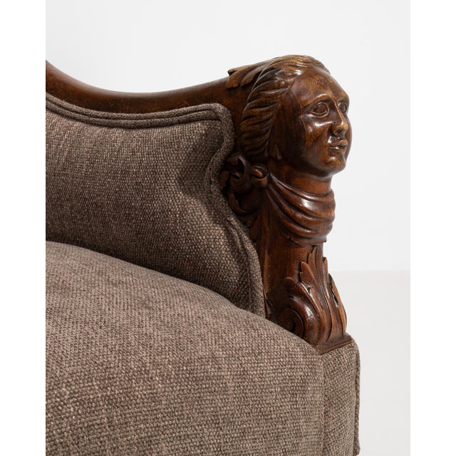 Early 19th Century Empire Carved Upholstered Armchair, Neoclassical Style, France, Circa 1820 For Sale - Image 5 of 17