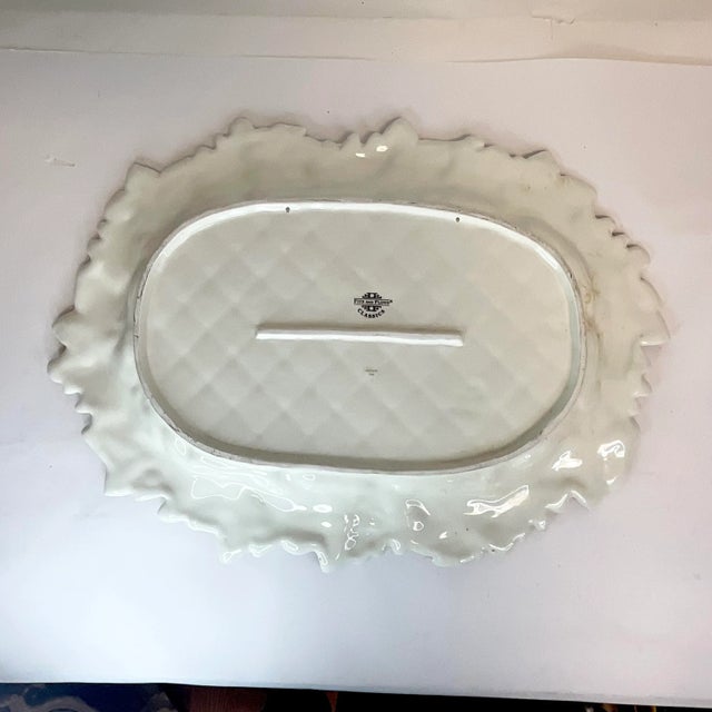 Chestnut 1980s Vintage Arts & Crafts Majolica Fall Thanksgiving Fitz and Floyd Leaf Platter. For Sale - Image 8 of 11