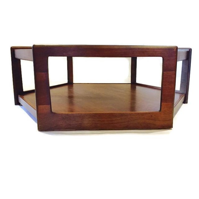 Mid Century Modern Hexagon Coffee Table Walnut & Smoky Glass Top Chairish