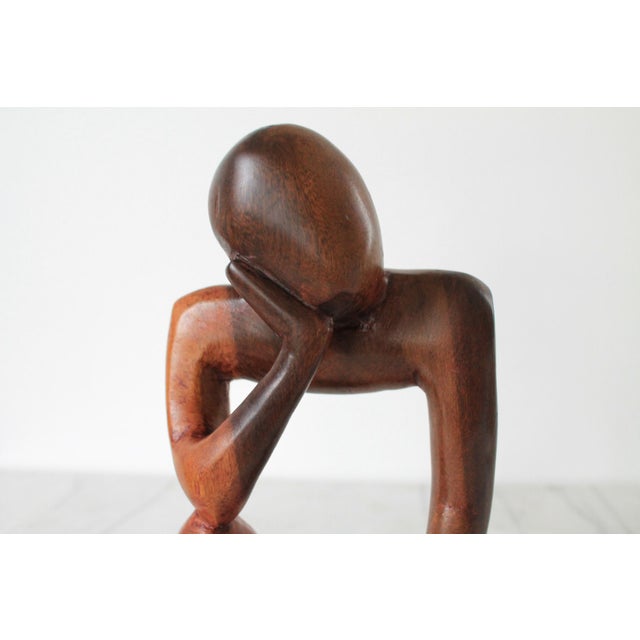 Mid 20th Century Mid-Century Abstract Modern Hand-Carved Thinking Figural Sculpture For Sale - Image 5 of 10