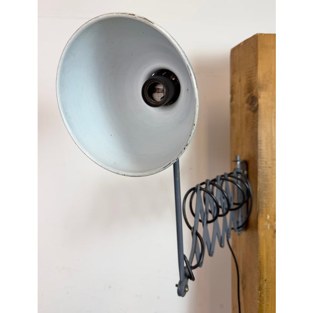 Vintage Industrial Soviet Scissor Wall Lamp in Black, 1960s For Sale - Image 10 of 18