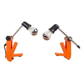 Type 2323 Revue Clamp Lamps Orange Clip Lamp, 1970, Set of 2 For Sale