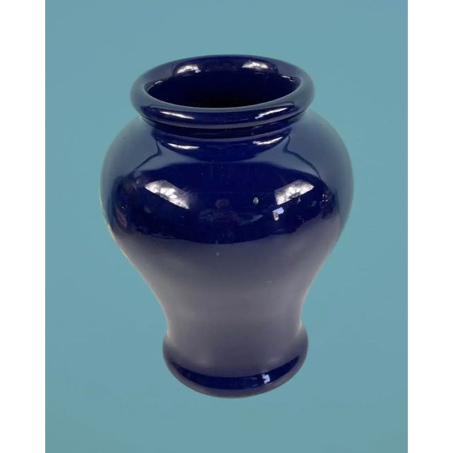 Royal Doulton Antique English Victorian Royal Doulton Belway Scotch MIX Cobalt Blue Tobacco Jar Vase For Sale - Image 4 of 7