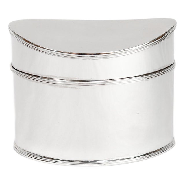 Vintage Tiffany & Co Italian Sterling Silver Navette Shaped Box or Tea Caddy For Sale