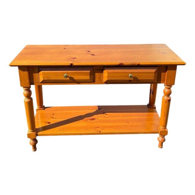 1970s Knotty Pine Console Table For Sale