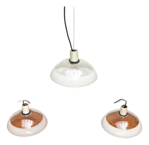 Mid-Century Modern Space Age Glass Pendant Lamps, 1960s, Set of 3
