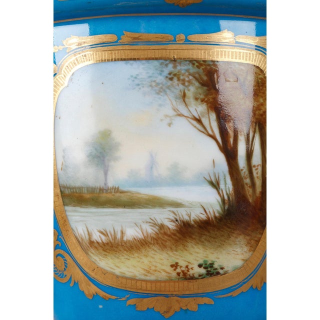Covered Vases in Polychrome Porcelain in the Style of Sèvres, Set of 2 For Sale - Image 16 of 18
