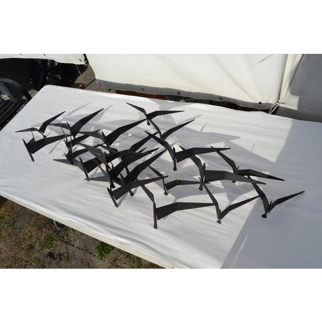 Metal Black Curtis Jere Birds Wall Sculptural Object For Sale - Image 7 of 7