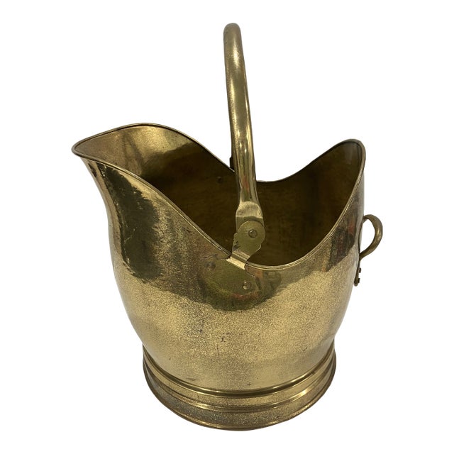 1990s English Solid Brass Wood Bucket For Sale