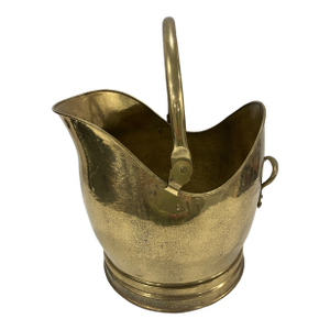 1990s English Solid Brass Wood Bucket