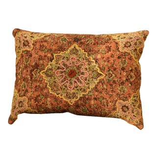 Rust Cotton Embroidered Decorative Pillow Cover For Sale