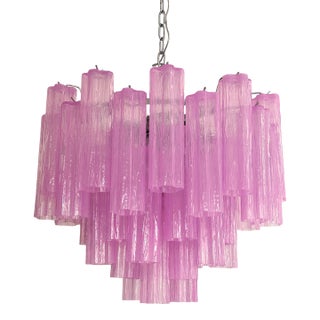 Spectacular Clear “Tronchi” Murano Glass Chandelier D60 For Sale