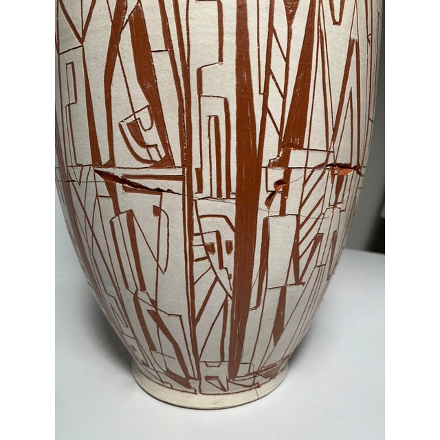 Mid 20th Century Monumental Theo & Susan Harlander Brooklin Ontario Pottery Cubist Vase For Sale - Image 5 of 5