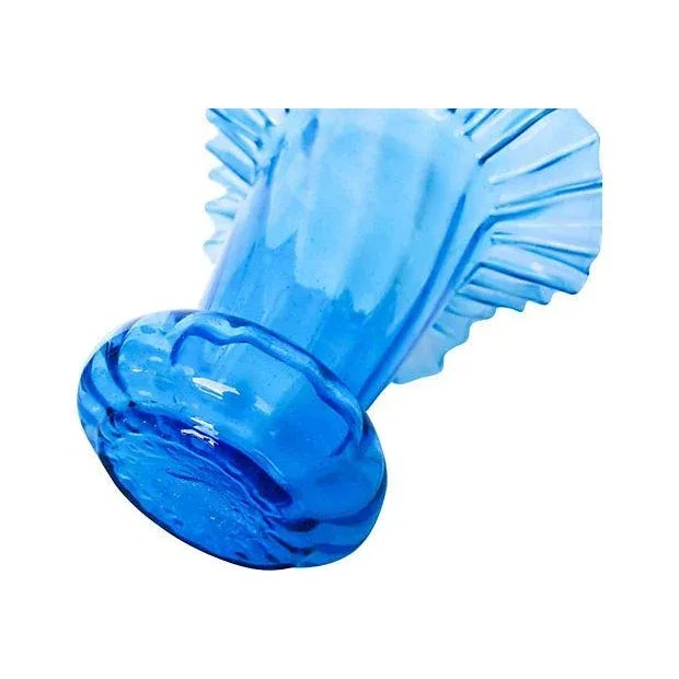 Mid-Century Modern Mid-Century Fluted Blue Flower-Expression Vase For Sale - Image 3 of 5