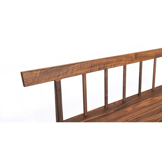 Mid-Century Modern Modern Shaker Windsor Style Bench in Walnut For Sale - Image 3 of 10