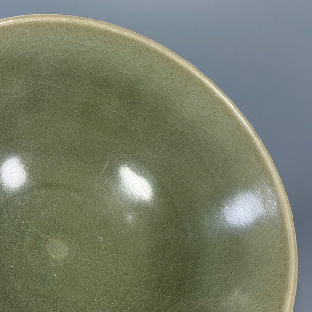 Antique Chinese Longquan Celadon Carved Lotus Bowl For Sale - Image 4 of 8