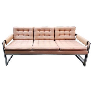 Chrome Frame Sofa Attr. to Milo Baughman For Sale
