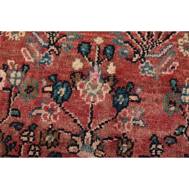 Malayer Runner 3’10” X 9’2” Red Wool Semi-Antique Traditional Hand-Knotted Rug For Sale - Image 4 of 14