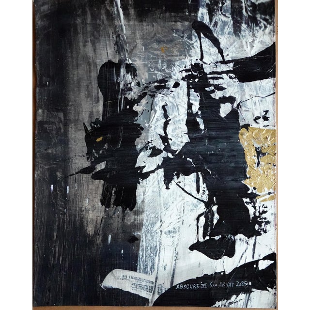 ABSCURE. III This black and white with a dash of gold leaf Painting looks amazing in a gold frame. Painting is a 12X16”...