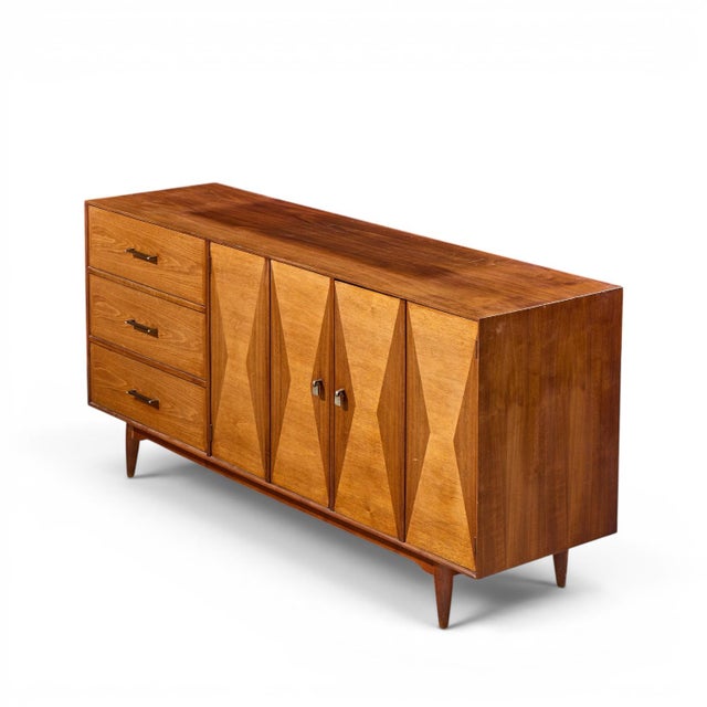 Ramseur Harlequin Mid Century Walnut Credenza and Hutch For Sale - Image 12 of 14