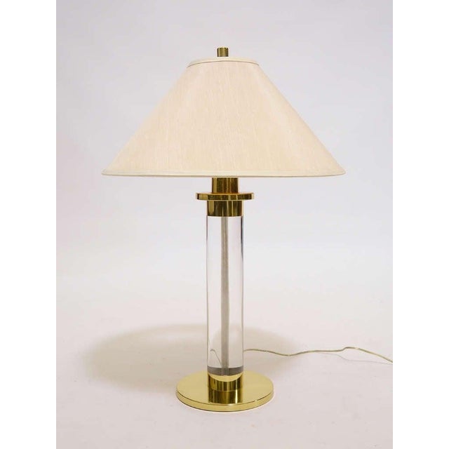1970s Mid Century Modern Lucite and Brass Table Lamp by Frederick Cooper For Sale - Image 9 of 9
