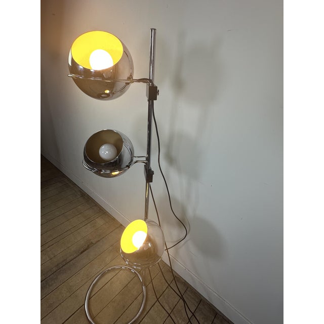 1970s Vintage Space Age Eyeball Floor Lamp with 3 Chrome Globes, 1970s For Sale - Image 5 of 15