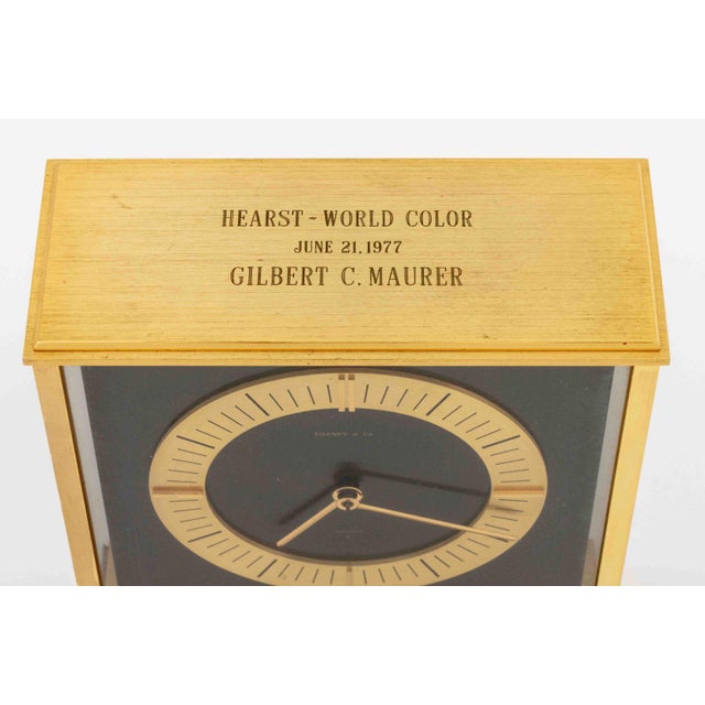 Metal Tiffany & Co. Brass Mantel Clock For Sale - Image 7 of 11
