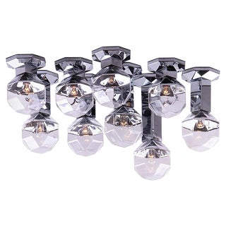 Cubist Chrome Flush Mounts or Sconces by Motoko Ishii for Staff, 1970s, Set of 9 For Sale