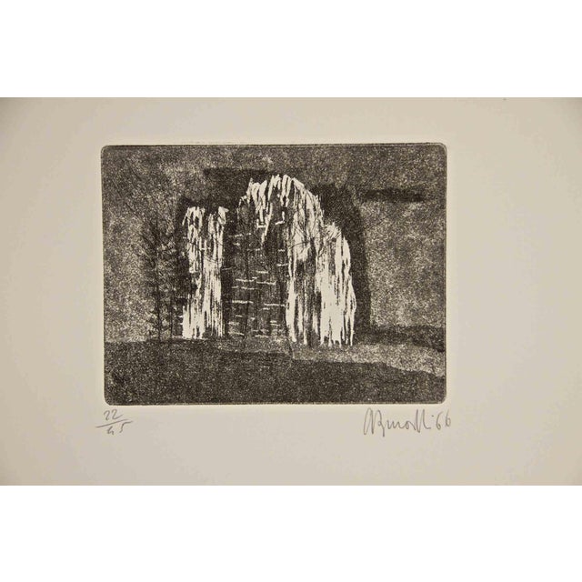Armando Buratti, Dolomites Forest, Etching, 1966 For Sale