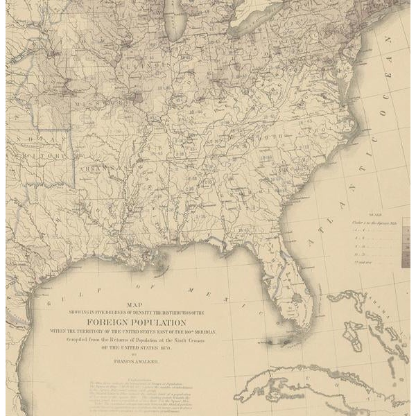 Antique Chart of the US Foreign Population in 1870 For Sale - Image 4 of 5