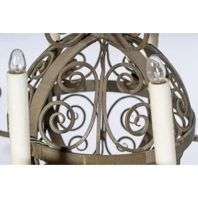 Antique Spanish Revival Wrought Iron Chandelier For Sale - Image 4 of 7