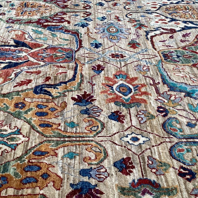 Camel Persian Khorassan Hand-Knotted Wool Rug - 7'9" X 9'9" For Sale - Image 15 of 16
