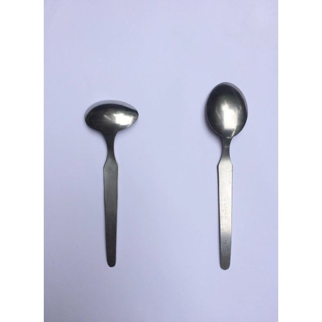 Metal Mid-Century Modern Stainless Steel Baby / Infant Feeding Spoons - Set of Two For Sale - Image 7 of 13