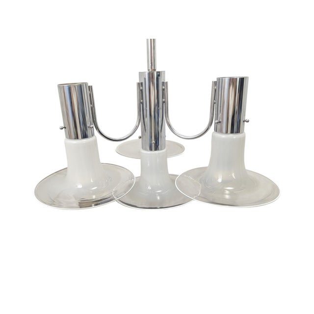 Mid-Century Modern Four-Light Chandelier in Chromed Steel, 1970s For Sale - Image 3 of 13