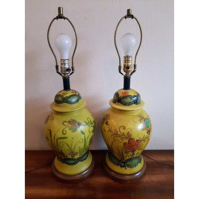 Italian Faenza Garofano Pottery Lamp Pair For Sale - Image 11 of 11