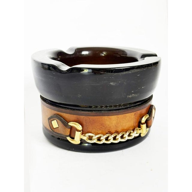 Metal Vintage Glass and Brass Ashtray, France, 1970s For Sale - Image 7 of 10