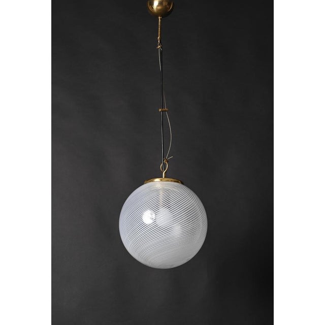 Mid-Century Tessuto White and Crystal Murano Glass Chandelier from Venini, 1970s For Sale - Image 10 of 18