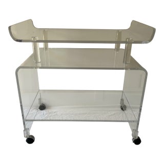 Vintage Chinoiserie "Pagoda" Lucite Cocktail Bar Cart For Sale