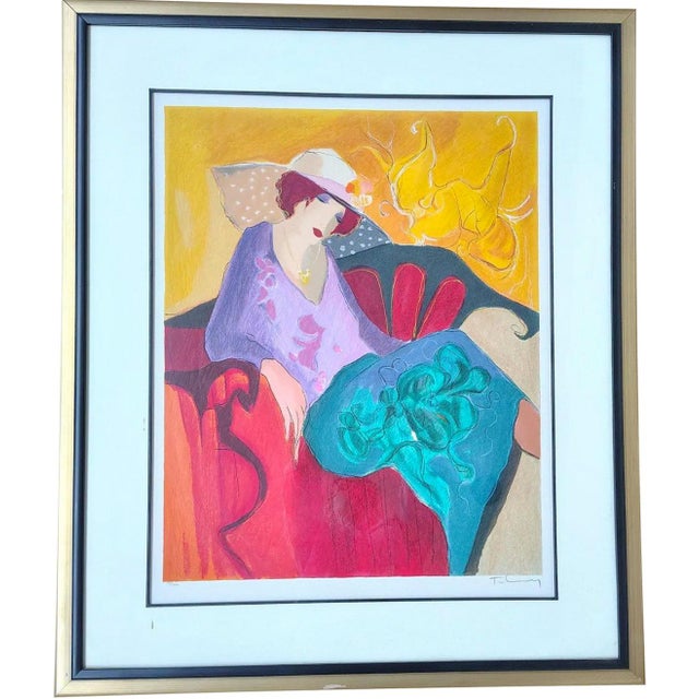 Impressive Hand-Signed Itzchak Tarkay Serigraph - Seated Lady in Purple - Limited Edition 75/350 For Sale - Image 12 of 13