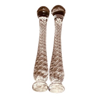 1930s Cambridge Glass Clear Cocktail Muddlers Pair - Art Deco Barware For Sale