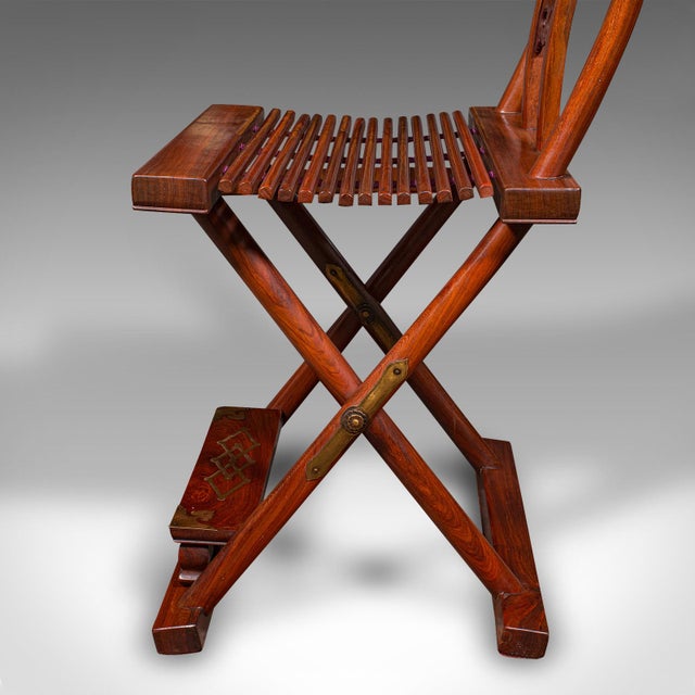 Vintage Folding Veranda Chair, Oriental, Teak Campaign Seat, Art Deco, c.1930 For Sale - Image 10 of 12
