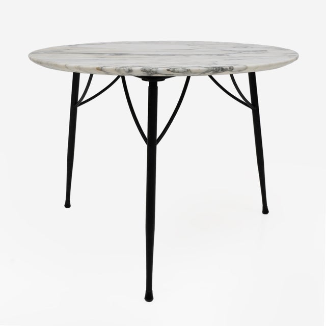 Mid-Century Modern Italian Marble and Metal Round Coffee Table, 1960s For Sale - Image 4 of 7