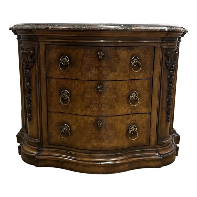 Vintage Henredon Bow Front Chest With Marble Top Excellent Condition For Sale