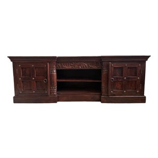 Vintage Colonial Walnut Stained Media Cabinet For Sale