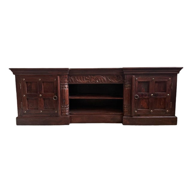 Vintage Colonial Walnut Stained Media Cabinet For Sale
