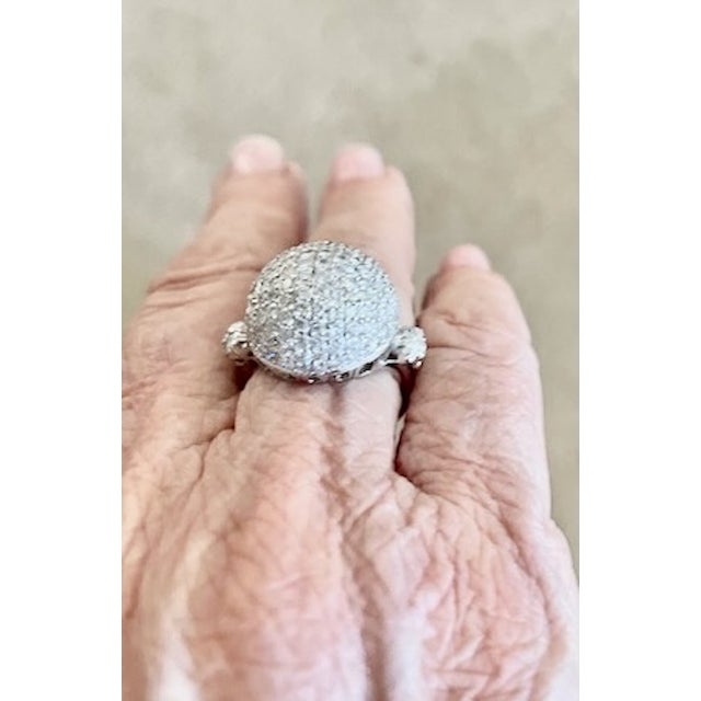 1990s 18k White Gold Diamond Boule Ring 3.95 Carats, Size 6.5 For Sale - Image 17 of 17